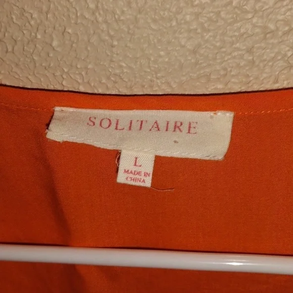 Solitaire Orange Boxy Embroidered Short Sleeve Blouse Top Boho Floral L - Picture 4 of 6